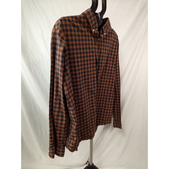 Goodfellow and Co. Men's Brown Navy Plaid Button Down Shirt Size XXL - Picture 3 of 6